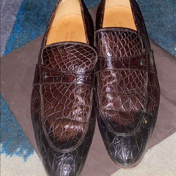 Gucci Other - Gucci crocodile chocolate brown men’s loafers